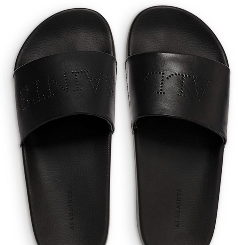 ALLSAINTS🍂🍁 marly black leather slides Size 37 women